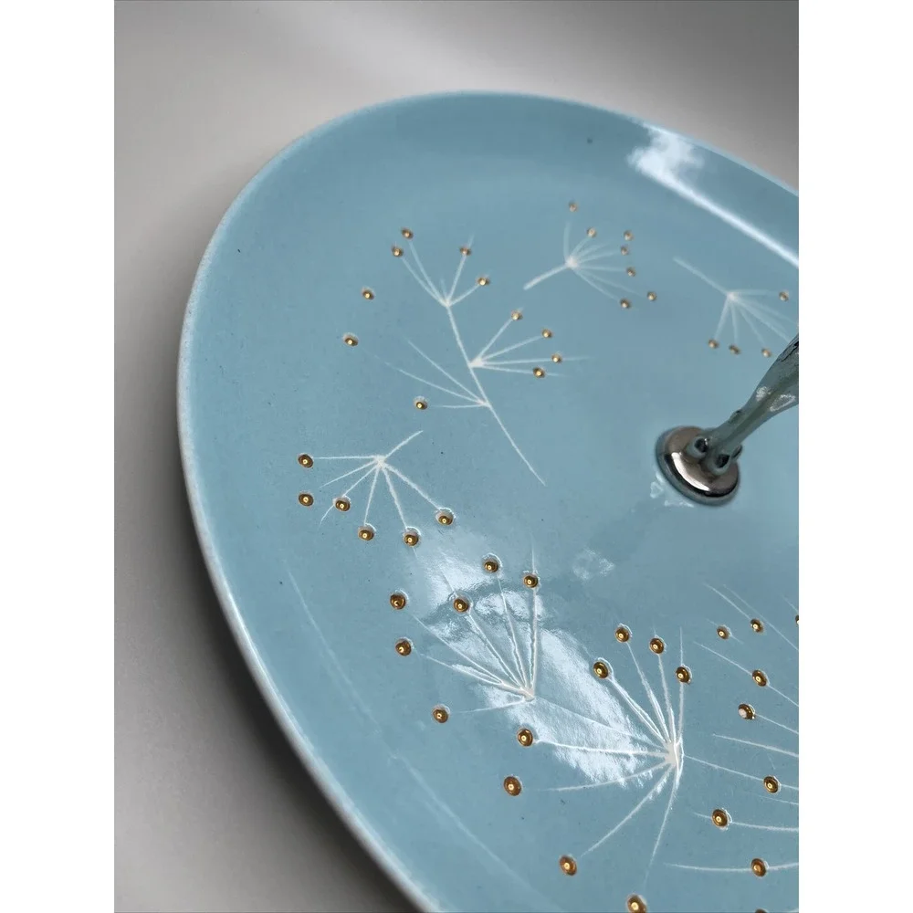 Vintage MCM Sascha Brastoff Zephyr Serving Tidbit Tray‎ Turquoise Aqua